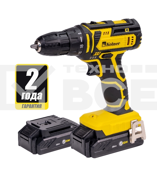 Дрель-шуруповерт аккумуляторная Kolner KCD 16-2L, Аккумуляторная, 16В, 2 АКБ