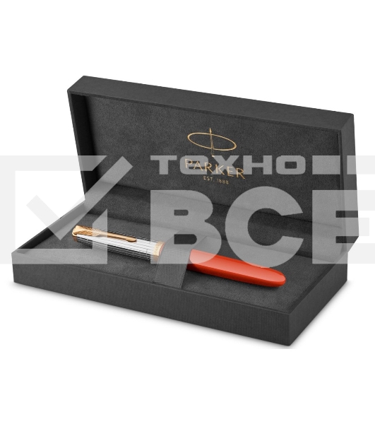 Ручка перьевая Parker 51 Premium (CW2169071) Red Rage GT F сталь нержавеющая подар.кор.