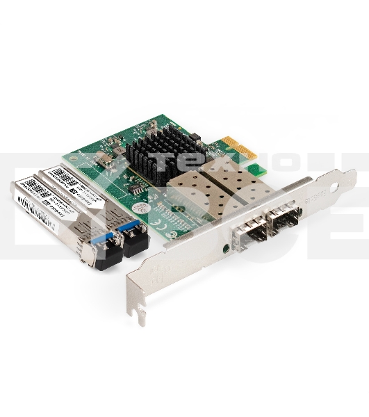 Комплект: Сетевой адаптер SFP ExeGate EXE-82576-F2 + 2xТрансивер Single-Mode до 20км ExeGate EXT-1G-SM1310-LC2-20KM (EX296229RUS: PCI-E x1 v2.0, порты 2x SFP (10/100/1000Mb/s), Gigabit Server NIC Intel Chipset 82576-F2 + 2xEX298328RUS: Tx:1310/Rx:1310 нм,