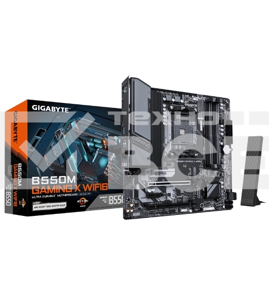 Материнская плата Gigabyte B550M GAMING X WIFI6, AM4, AMD B550, 4xDDR4, 4xSATA, 2xM.2, 1xPCIe 4.0 x16, 1xPCIe 3.0 x4, 1xPCIe 3.0 x1, 1xDP, 1xHDMI, 1x1Gb LAN, Wi-Fi 6, Bluetooth 5.3, 4xUSB-A 5Gbps, 2xUSB-A 2.0, 3x3.5 мм, 7.1, mATX