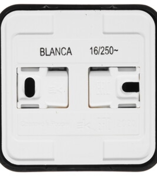 Розетка с/з без шторок, (тонкая) 16А, 250В, изолир. пластина SE Blanca наруж Антрацит