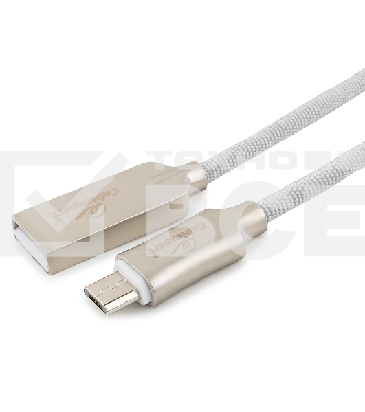 Кабель USB 2.0 Cablexpert CC-P-mUSB02W-1.8M, AM/microB, серия Platinum, длина 1.8м, белый, блистер