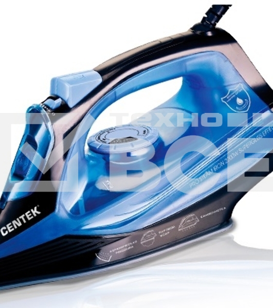 Утюг Centek CT-2351 Blue (синий) 2200Вт, КЕРАМИЧЕСКАЯ подошва, 300 мл, паровой удар, самоочистка