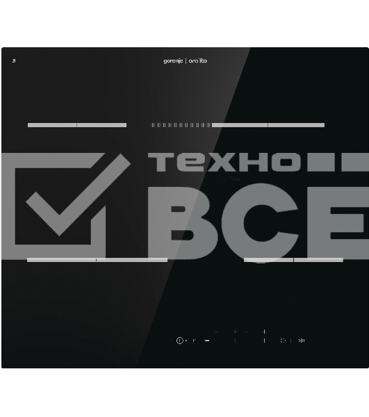 Встраиваемая варочная панель Gorenje ECT648ORAB /  Черный, Без рамки, Сенсорное управление, Таймер, Функция PowerZone, Защитная блокировка от детей, Габаритные размеры (вхшхг): 5,4 × 60 × 52 см, Вес (брутто/нетто): 8,2 / 7,7 кг