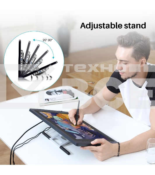 Графический монитор Huion Kamvas Pro 20 (2019), 19.5', 1920x1080, 8192 уровней, HDMI