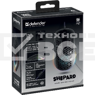 Мышь проводная Defender Shepard GM-620L черный, 12800 dpi, USB, кнопки - 7