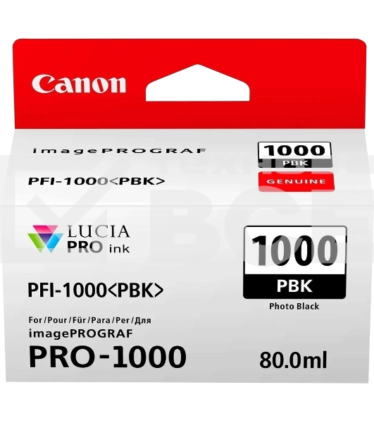 Картридж струйный Canon PFI-1000 PBK для IJ SFP PRO-1000 WFG. Фото черный. 80 мл.