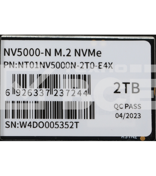 Накопитель SSD Netac NV5000-N, 2Tb, M.2 2280, PCIe 4.0 x4, NVMe, R/W 4800/4400, с радиатором