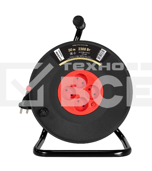 Удлинитель на катушке ExeGate industrial ECS-10-2-50 (4 евророзетки, IP20, 50м, защита от детей, защита от перегрузки, 2х1,0мм2, 10А/2.3кВт)