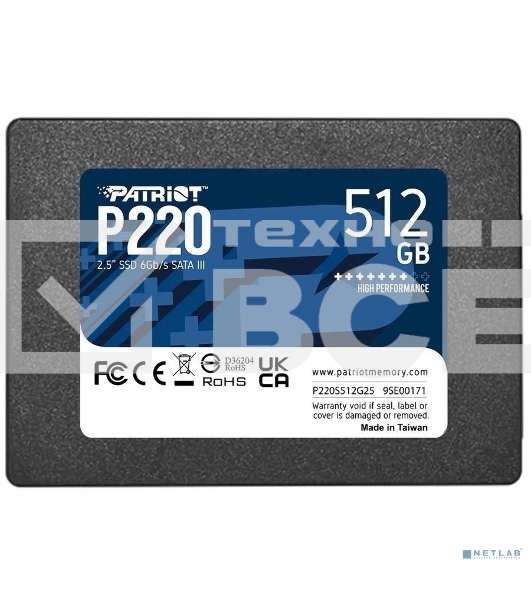 Накопитель SSD Patriot P220, 512GB, SATA III, 2.5