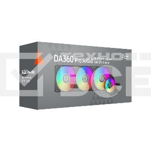Система охлаждения PCCooler DA360 Pro ARGB BK (300W, 360mm, Black, ARGB/ Fans: 3x120mm, 75.8CFM, 33.7dBA, 2200RPM/ Pump height 57mm, 28dBA, 3000RPM, Rad thickness 27mm/ S: 1851, 1700, 1200, 20XX, 115X, AM5, AM4)