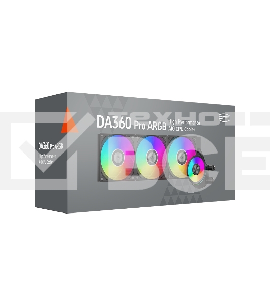 Система охлаждения PCCooler DA360 Pro ARGB BK (300W, 360mm, Black, ARGB/ Fans: 3x120mm, 75.8CFM, 33.7dBA, 2200RPM/ Pump height 57mm, 28dBA, 3000RPM, Rad thickness 27mm/ S: 1851, 1700, 1200, 20XX, 115X, AM5, AM4)
