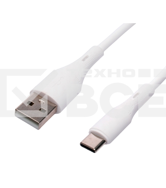 Кабель USB2.0 Cablexpert CC-USB2S-AMCM-1M-W, AM/Type-C, 3А, 18Вт, QC3.0, силиконовый, медь, 1м, белый, пакет
