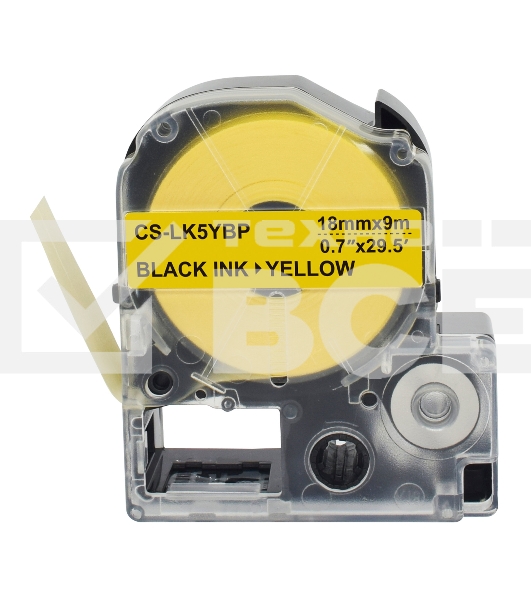 Картридж ленточный Cactus CS-LK5YBP черный, 18мм, 9м для Epson LW400/LW700/LW600P/LW1000P/K400/Z700/Z900