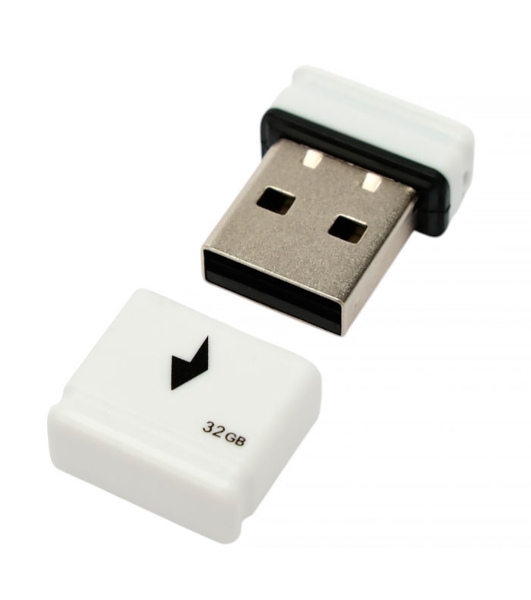Флешка USB Gembird GFL-2.0-32mini, 32Gb, USB 2.0, R/W 30/15, белый