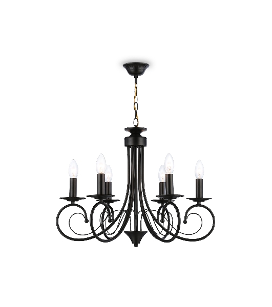 Светильник Ambrella light TR9612/6 BK черный E14/6 max 40W D560*650