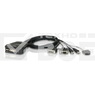 Переключатель KVM ATEN CS22D-AT 2-port, мини, USB, встроенные кабели 0,9м