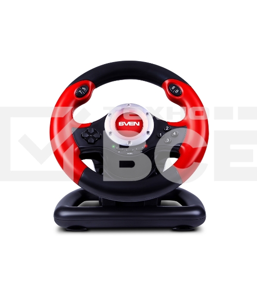 Руль SVEN GC-W300 (педали, вибро, лепестки, D-pad, 10 кл, резин. вставки, PC, цифр. и аналог.