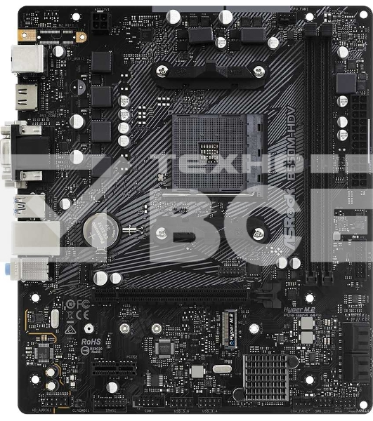 Материнская плата ASRock B550M-HDV, AM4, AMD B550, 2xDDR4, 4xSATA, 1xM.2, 1xPCIe 4.0 x16, 1xDVI-D, 1xHDMI, 1xVGA, 1x 1Gb LAN, 3x3.5 мм, 7.1, mATX