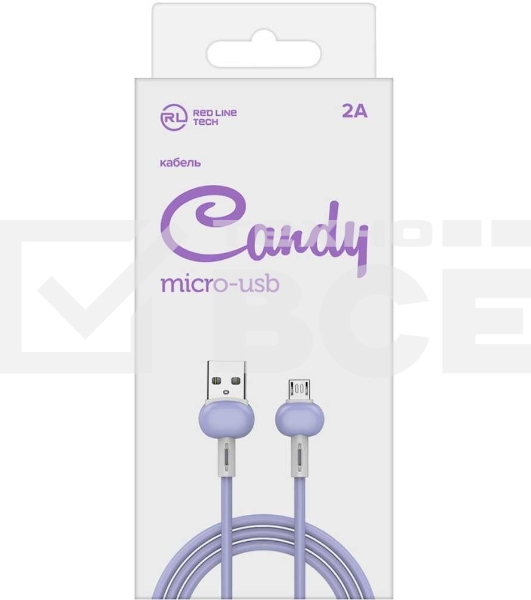 Кабель Redline Candy УТ000021987 micro USB B (m) USB A (m) 1м фиолетовый