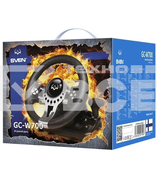 Руль SVEN GC-W700 (педали, вибро, скоба, лепестки, АКПП, D-pad, 12 кл, резин. вставки, PC/Xinput)