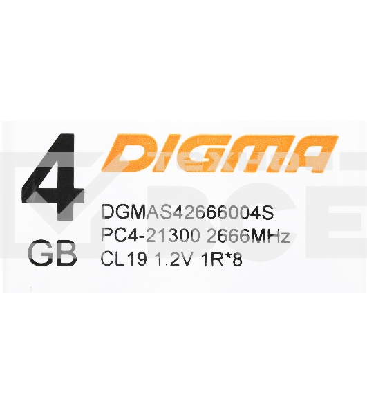 Оперативная память Digma, DDR4, 4GB (1x4GB), 2666MHz, CL19