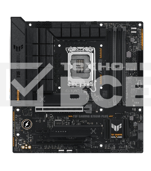 Материнская плата ASUS TUF GAMING B760M-PLUS, LGA 1700, Intel B760, 4xDDR5, 4xSATA, 2xM.2, 1xPCIe 5.0 x16, 1xPCIe 4.0 x4, 1xPCIe x1, 2xUSB-A 3.2 Gen 2, 3xUSB-A 3.2 Gen 1, 2xUSB 2.0, 1xUSB-C 3.2 Gen 2x2, 1x2.5Gb LAN, 5x3.5 мм, 7.1, mATX