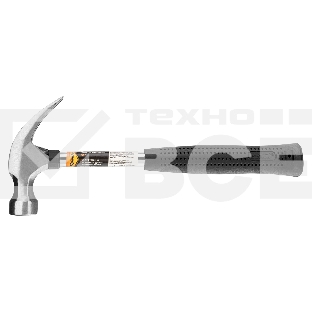 Молоток-гвоздодер Sparta 450 г, круглый боек, металлическая трубчатая обрезиненная рукоятка