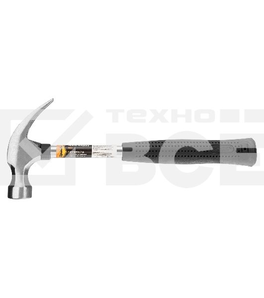 Молоток-гвоздодер Sparta 450 г, круглый боек, металлическая трубчатая обрезиненная рукоятка