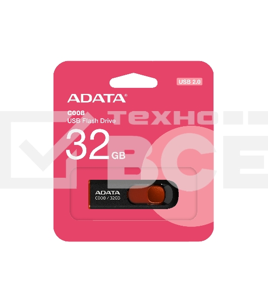 Флеш диск ADATA Flash Drive 32Gb С008 AC008-32G-RKD {USB2.0, Black-Red}