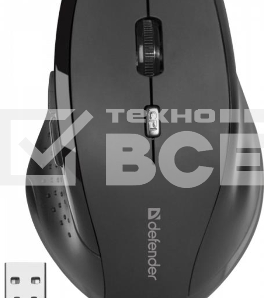 Мышь беспроводная Defender Accura MM-365 черный, 1600 dpi, радиоканал, USB, кнопки - 6