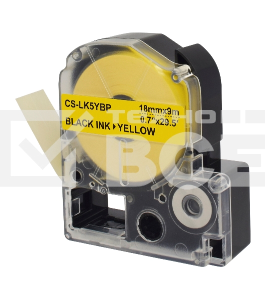 Картридж ленточный Cactus CS-LK5YBP черный, 18мм, 9м для Epson LW400/LW700/LW600P/LW1000P/K400/Z700/Z900