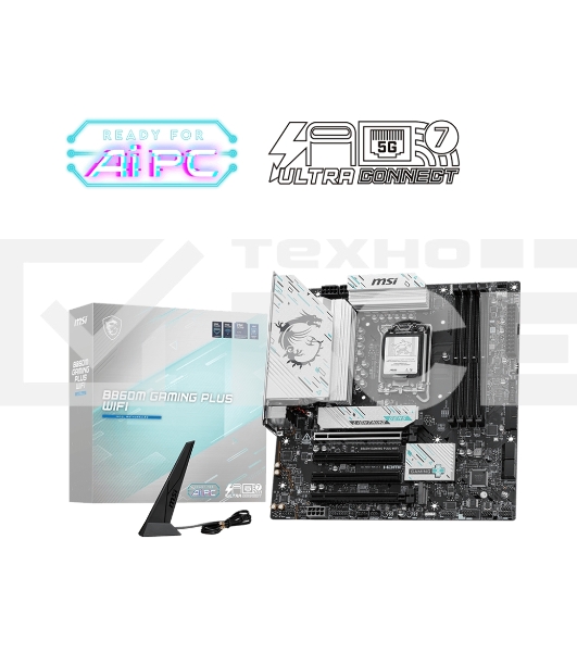 Материнская плата MSI B860M GAMING PLUS WIFI, LGA 1851, Intel B860, 4xDDR5, 4xSATA, 3xM.2, 1xPCIe 4.0 x4, 1xPCIe 5.0 x16, 1xDP, 1xHDMI, 1xUSB-C, 1x 5Gb LAN, 3xUSB-A 2.0, 2xUSB-A 3.2 Gen 1, 1xUSB 3.2 Gen 2, 7.1, 3x3.5 мм, mATX