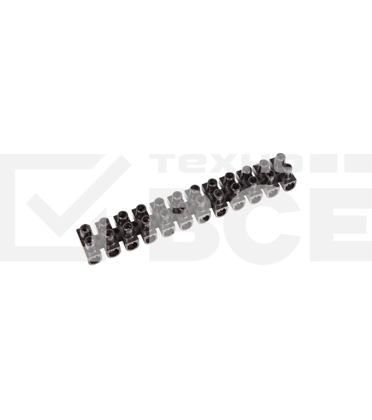 Клеммная колодка винтовая Rexant KВ-6 (2,5-6 мм²), ток 6 A, полипропилен черный (ЗВИ), индивидуальная упаковка, 1 шт.