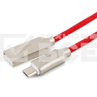 Кабель USB 2.0 Cablexpert CC-P-mUSB02R-1M, AM/microB, серия Platinum, длина 1м, красный, блистер