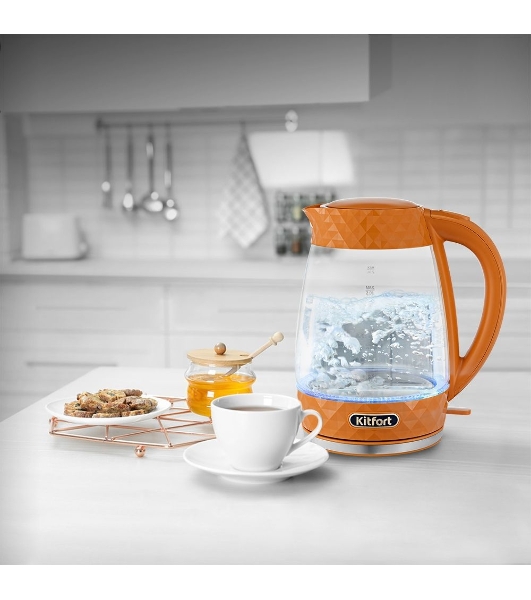 Чайник электрический Kitfort KT-6123-4 2л. 2200Вт оранжевый (корпус: стекло)