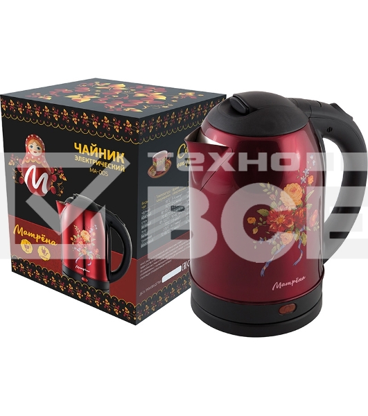 Чайник Матрена MA-005 электрический (2,0 л) стальной красный хохлома