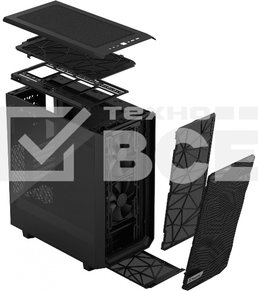Корпус Fractal Design MESHIFY 2 COMPACT BLACK - TG / ATX, TG / 2x140mm & 1x120mm fans inc. / FD-C-MES2C-03