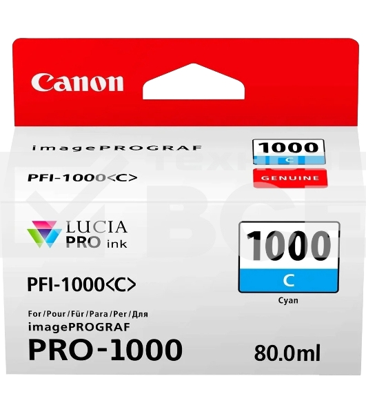 Картридж струйный Canon PFI-1000 C для IJ SFP PRO-1000 WFG. Голубой. 80 мл.