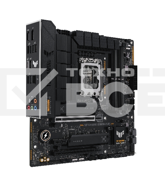 Материнская плата ASUS TUF GAMING B760M-PLUS, LGA 1700, Intel B760, 4xDDR5, 4xSATA, 2xM.2, 1xPCIe 5.0 x16, 1xPCIe 4.0 x4, 1xPCIe x1, 2xUSB-A 3.2 Gen 2, 3xUSB-A 3.2 Gen 1, 2xUSB 2.0, 1xUSB-C 3.2 Gen 2x2, 1x2.5Gb LAN, 5x3.5 мм, 7.1, mATX