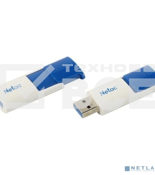 Флеш диск Netac U182 Blue 128Gb <NT03U182N-128G-30BL>, USB3.0, сдвижной корпус, пластиковая бело-синяя