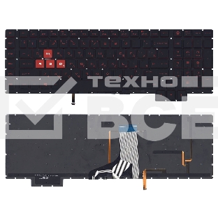 Клавиатура для ноутбука HP Omen 17-AN000 черная с красной подсветкой