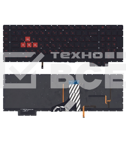 Клавиатура для ноутбука HP Omen 17-AN000 черная с красной подсветкой