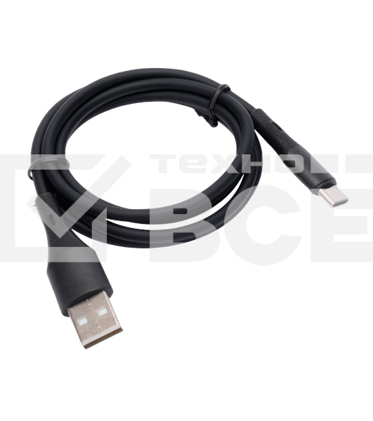Кабель USB2.0 Cablexpert CC-USB2S-AMCM-1M-BK AM/Type-C, 3А, 18Вт, QC3.0, силиконовый, медь, 1м, черный, пакет