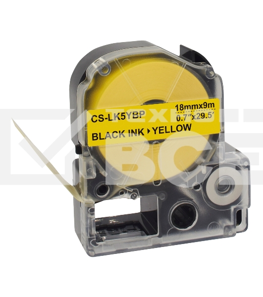 Картридж ленточный Cactus CS-LK5YBP черный, 18мм, 9м для Epson LW400/LW700/LW600P/LW1000P/K400/Z700/Z900