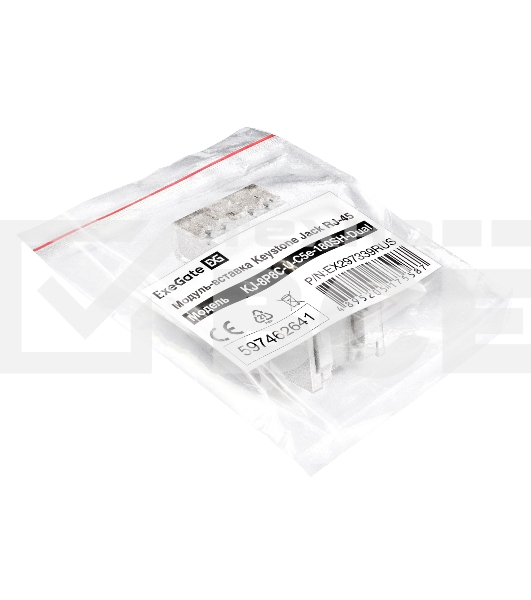 Модуль-вставка Keystone Jack RJ-45 ExeGate KJ-8P8C-U-C5e-180SH-Dual (Кат.5e, неэкранированная, 180 градусов, со шторками, IDC Krone/110)