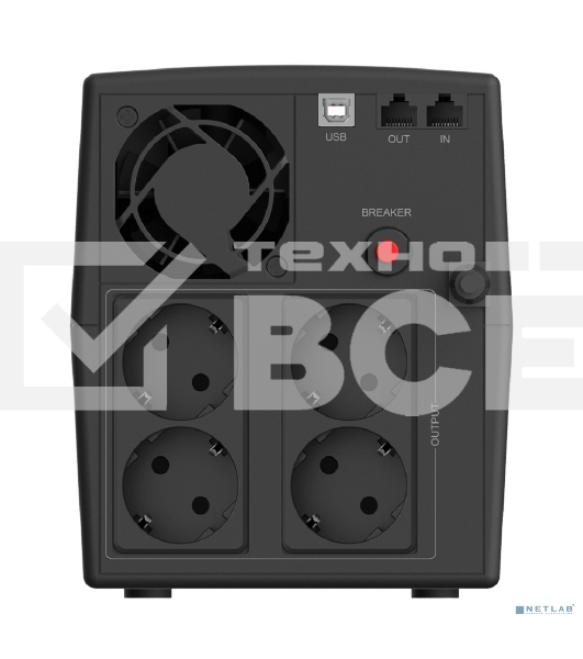 Источник бесперебойного питания CBR QTM-1500T-4F-LCUC Line Interactive 1500VA/900W 9Ah12V 4 x Shuko, HID-USB, RJ45/11