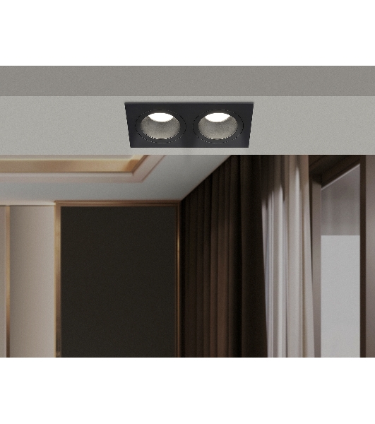 Встраиваемый точечный светильник Ambrella light TN102832/2 BK/BK черный/черный GU5.3/2 178*93*50