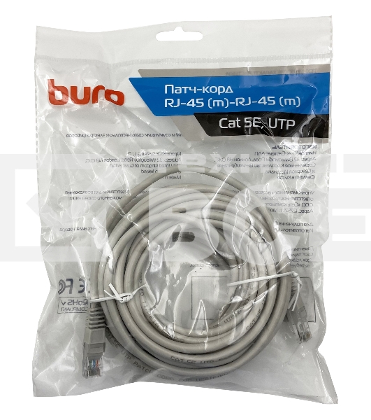 Патч-корд Buro UTP cat5E 10м серый RJ-45 (m)-RJ-45 (m)