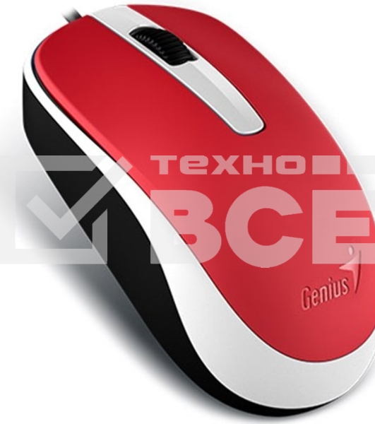 Мышь проводная Genius DX-120 красный, 1000 dpi, USB, кнопки - 3